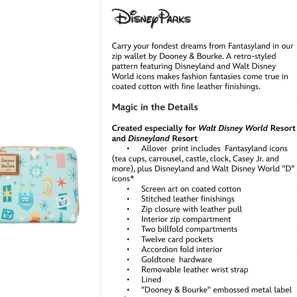 NWOT Disney Parks Fantasyland Dooney & Bourke Wristlet Wallet - Picture 6 of 7